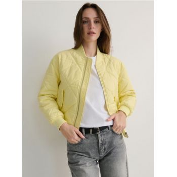 Reserved - Jachetă matlasată din bumbac - galben-deschis