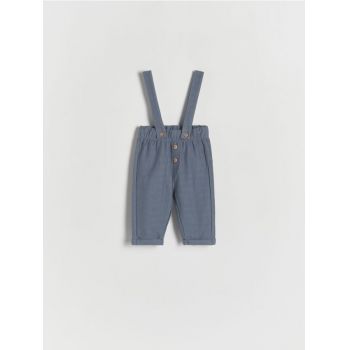 Reserved - Pantaloni cu bretele - Albastru metalizat de firma original