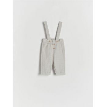 Reserved - Pantaloni cu bretele - gri deschis ieftin