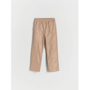 Reserved - Pantaloni din piele ecologică - roz-pudră
