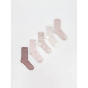 Reserved - Set de 5 perechi de șosete - roz-pastel