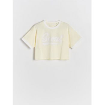 Reserved - T-shirt cu imprimeu - galben ieftin