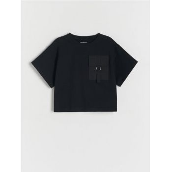 Reserved - Tricou cu buzunar - negru