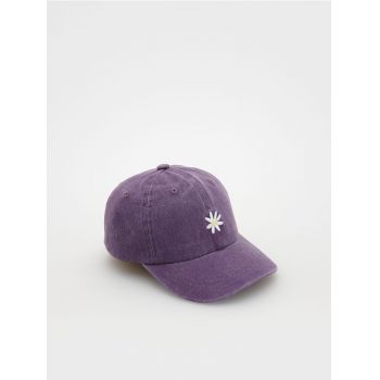 Reserved - Șapcă cu cozoroc cu broderie - violet-închis
