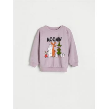 Reserved - Bluză sport oversized The Moomins - roz-pudră de firma original