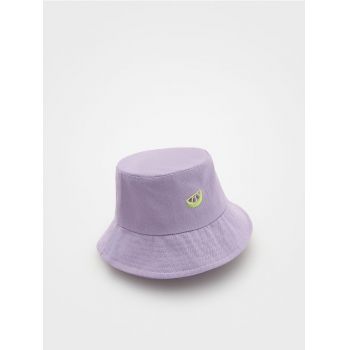 Reserved - Pălărie bucket cu detaliu brodat - lavand
