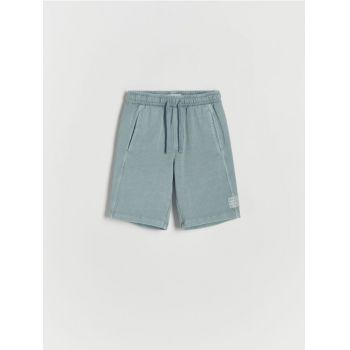 Reserved - Pantaloni scurți din bumbac cu buzunare - albastru