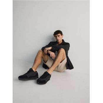 Reserved - Pantofi sport din materiale combinate - negru