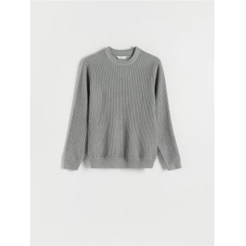 Reserved - Pulover din tricot striat - gri-neutru