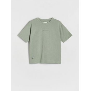 Reserved - Tricou cu broderie - verde-pal ieftin