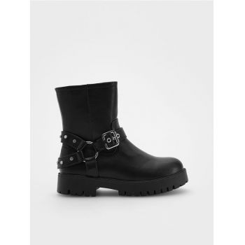 Reserved - GIRLS` ANKLE BOOTS - negru