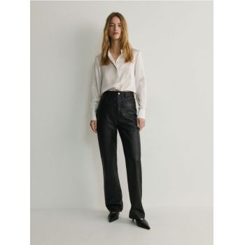 Reserved - Pantaloni de piele - negru de firma originali
