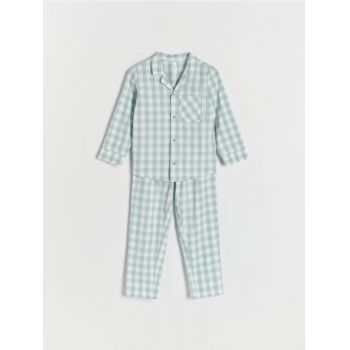 Reserved - Pijama din două piese în carouri - verde-mentă ieftina