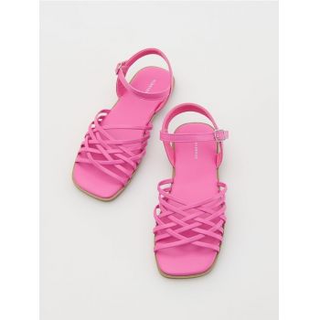 Reserved - Sandale din piele ecologică - roz-fuchsia de firma originala
