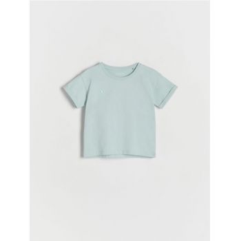 Reserved - Tricou cu broderie ornamentală - turcoaz-deschis ieftin