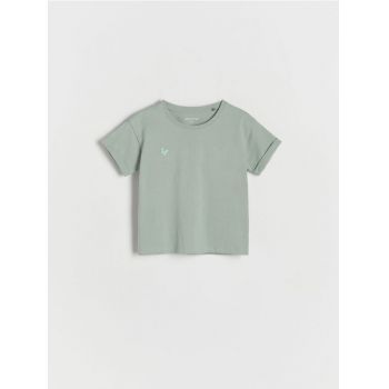 Reserved - Tricou cu broderie ornamentală - verde ieftin