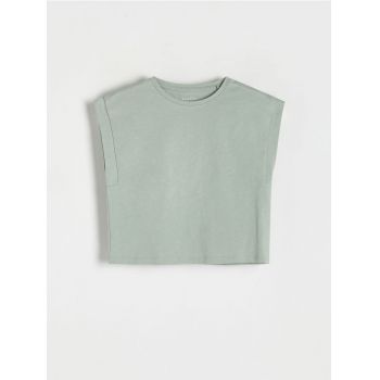 Reserved - Bluză din bumbac - verde-oliv deschis