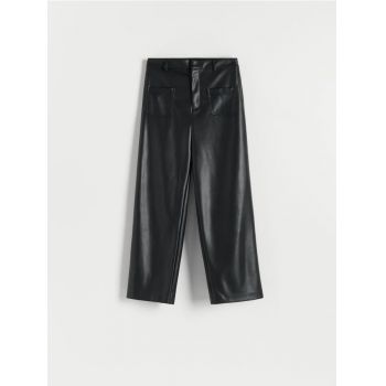 Reserved - Pantaloni din piele ecologică - negru ieftini