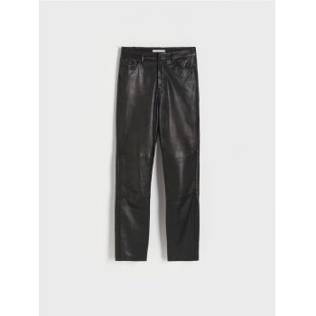 Reserved - Pantaloni din piele naturală - negru