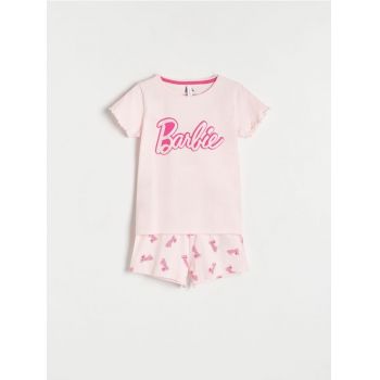 Reserved - Pijama din două piese Barbie - roz-pastel ieftini