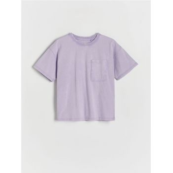 Reserved - Tricou cu efect de prespălare - lavand