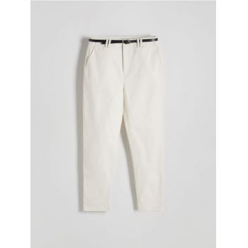 Reserved - Pantaloni chino cu curea - crem ieftini