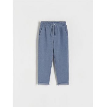 Reserved - Pantaloni chino din jerseu - Albastru metalizat