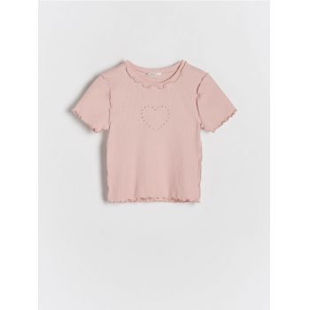 Reserved - Tricou cu aplicație - roz-pudră ieftin