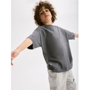 Reserved - Tricou oversized din bumbac - gri-închis