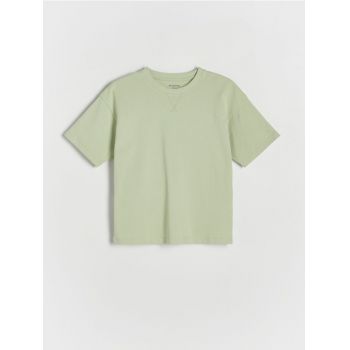 Reserved - Tricou oversized din bumbac - verde-pal ieftin
