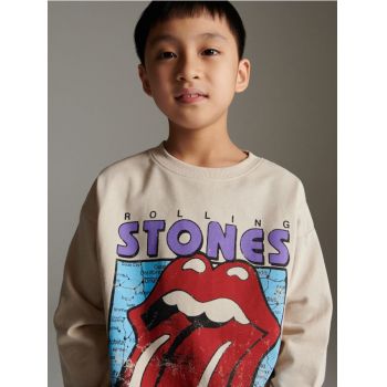 Reserved - Tricou The Rolling Stones cu mânecă lungă - bej