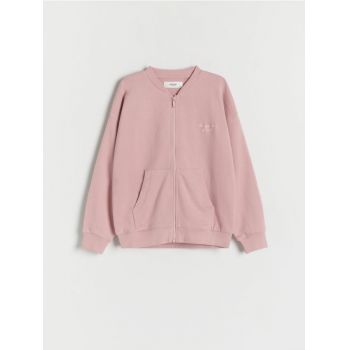Reserved - Bluză sport cu broderie - roz-pudră