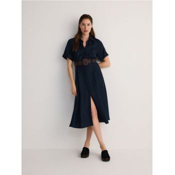 Reserved - LADIES` DRESS & BELT - bleumarin de firma originala