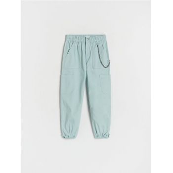 Reserved - Pantaloni cu lanț decorativ - turcoaz-deschis de firma originali