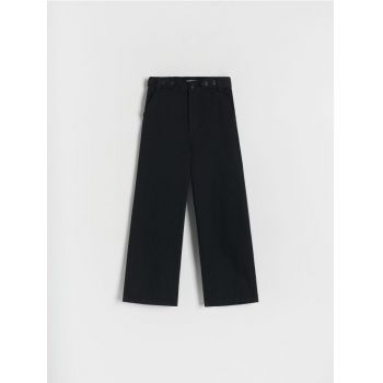 Reserved - Pantaloni din bumbac, cu nasturi - negru