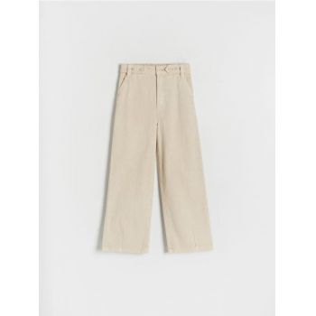 Reserved - Pantaloni din bumbac, cu nasturi - nude