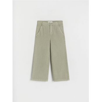 Reserved - Pantaloni din bumbac - verde-oliv deschis ieftini