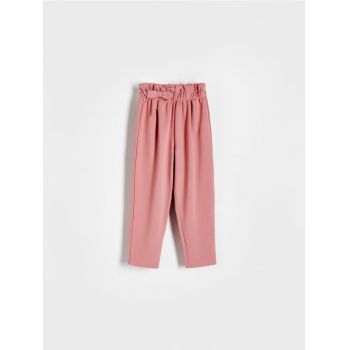 Reserved - Pantaloni din jerseu, cu fundiță - roz-pudră