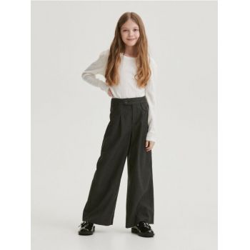 Reserved - Pantaloni eleganți, wide leg - gri-închis ieftini