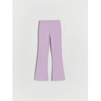 Reserved - Pantaloni flare, cu conținut ridicat de bumbac - lavand