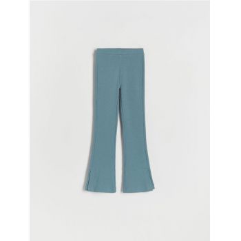 Reserved - Pantaloni flare cu despicătură - turcoaz-deschis