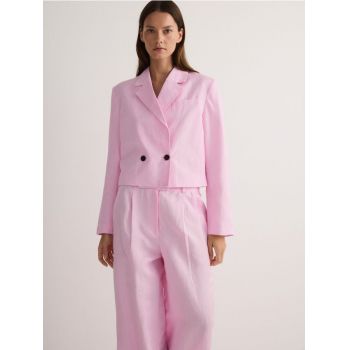 Reserved - Sacou din amestec de in și viscoză - roz-pastel