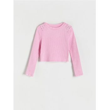 Reserved - Tricou cu efect prespălat - roz-pudră
