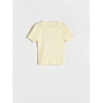 Reserved - Tricou din tricot striat - galben