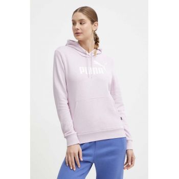 Puma bluză femei, culoarea violet, cu glugă, imprimeu, 586797 ieftin