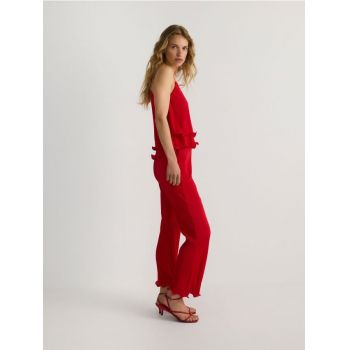 Reserved - Pantaloni cu volănașe - roșu