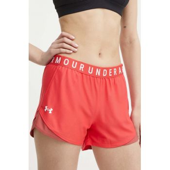 Under Armour pantaloni scurți de antrenament Play Up 3.0 culoarea rosu, cu imprimeu, medium waist