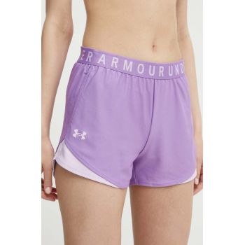 Under Armour pantaloni scurți de antrenament Play Up 3.0 culoarea violet, cu imprimeu, medium waist de firma originali