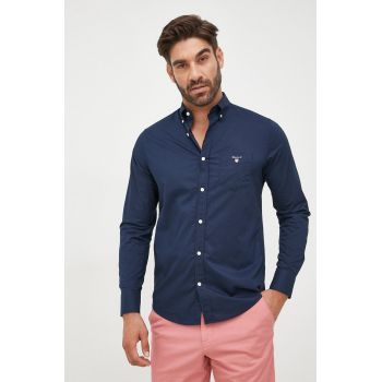 Gant camasa barbati, culoarea albastru marin, cu guler button-down, regular de firma originala