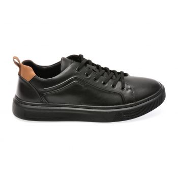 Pantofi casual OTTER negri, 3321, din piele naturala la reducere